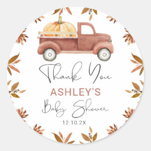 Autocollant de Baby shower de camion Citrouille Br