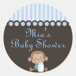 Autocollant de Baby shower de conception de singe 