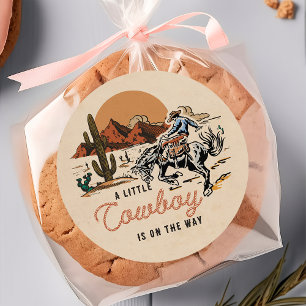 Autocollant de Baby shower de Cowboy Ouest du dése