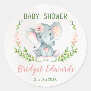 Autocollant de baby shower d'éléphant d'élépha