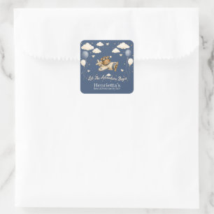 Autocollant de Baby Shower Nuage Pilote Ours Fanta