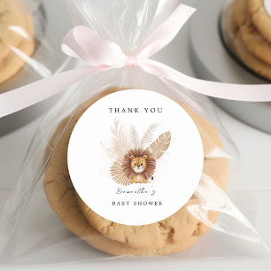Autocollant de baby shower pour bébé lion mignon d