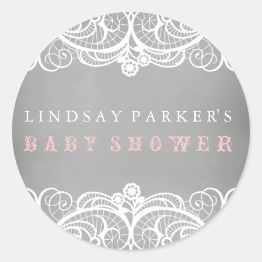 Autocollant de Baby shower Rustique en dentelle et (Devant)