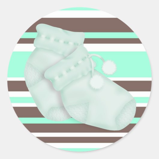 Autocollant de Baby Shower Vert Menthe Marron (Devant)