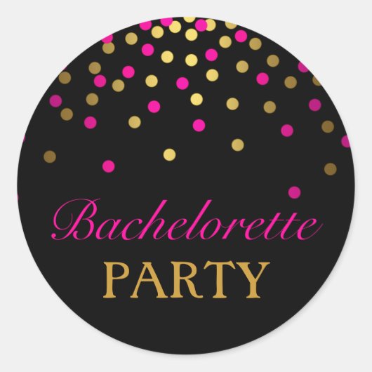 Autocollant de Bachelorette Confetti Rose & Or (Devant)