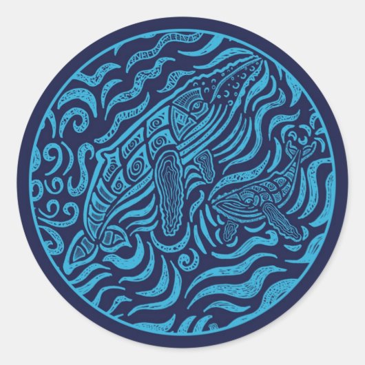 Autocollant de baleines à bosse de la famille Ocea (Devant)