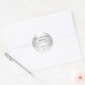 Autocollant de baptême croix papillon argent rose (Enveloppe)