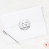 Autocollant de baptême Rose & Croix Argentée (Enveloppe)