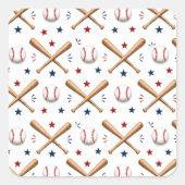 Autocollant de baseball rouge bleu étoiles batte b (Devant)