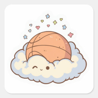 Autocollant de basket-ball Kawaii mignon sur un nu