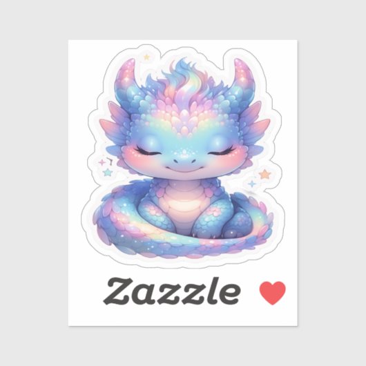 Autocollant de bébé dragon pastel mignon (Feuille)
