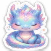 Autocollant de bébé dragon pastel mignon (Recto)