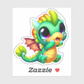Autocollant de bébé dragon qui appelle (Feuille)