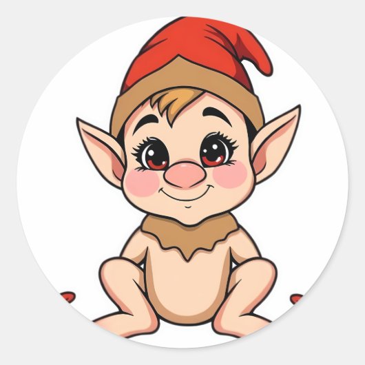 Autocollant de bébé elfe adorable / Noël de dessin (Devant)