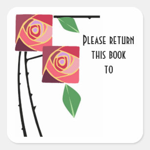 Autocollant de bibliothèque Art nouveau rose