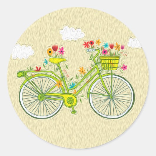 Autocollant de bicyclette florale vintage mignon (Devant)