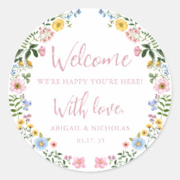 Autocollant de bienvenue de mariage à l'aquarelle