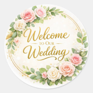 Autocollant de bienvenue de mariage floral élégant
