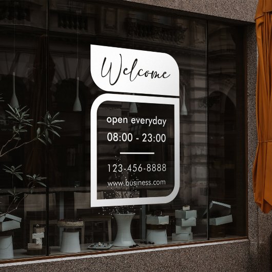 Autocollant de bienvenue et d'horaires d'ouverture