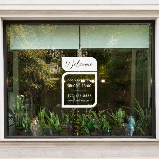 Autocollant de bienvenue et d'horaires d'ouverture