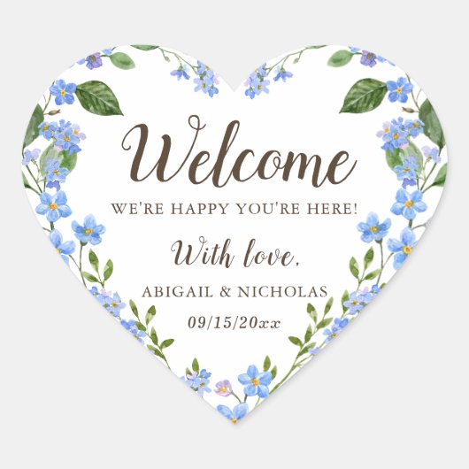 Autocollant de bienvenue pour mariage aux fleurs s (Devant)