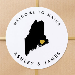 Autocollant de bienvenue pour mariage avec carte d