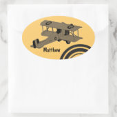 autocollant de biplane vintage (Sac)