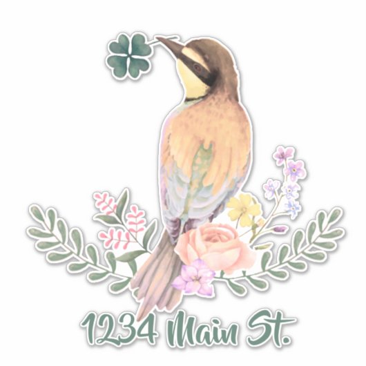 Autocollant de boîte aux lettres aux oiseaux flora (Devant)