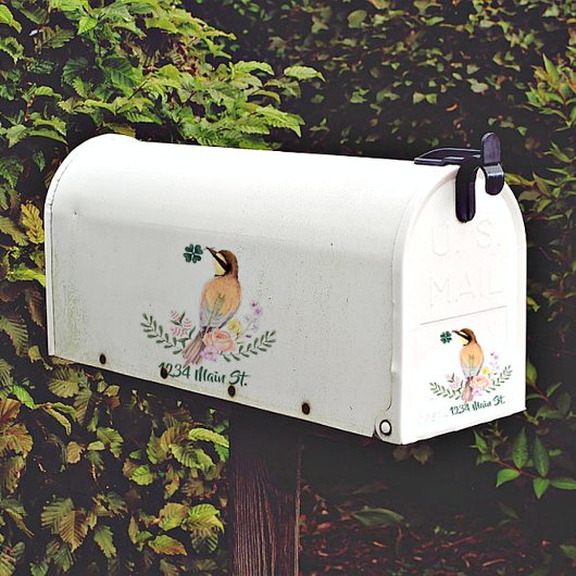 Autocollant de boîte aux lettres aux oiseaux flora