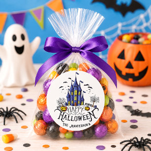 Autocollant de bonbons Halloween Maison hantée