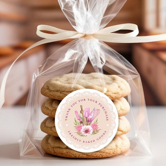 Autocollant de boulangerie rose