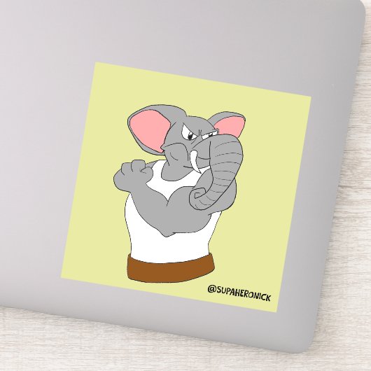 Autocollant de Bruce l'Éléphant, le cartoon strong (Détail)