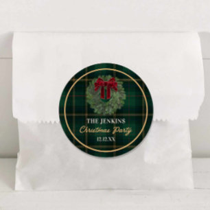 Autocollant de cadeau de fête de Noël à carreaux v
