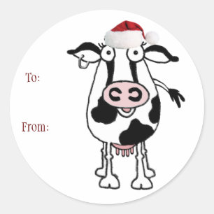 Autocollant de cadeau de Noël de vache : : De :