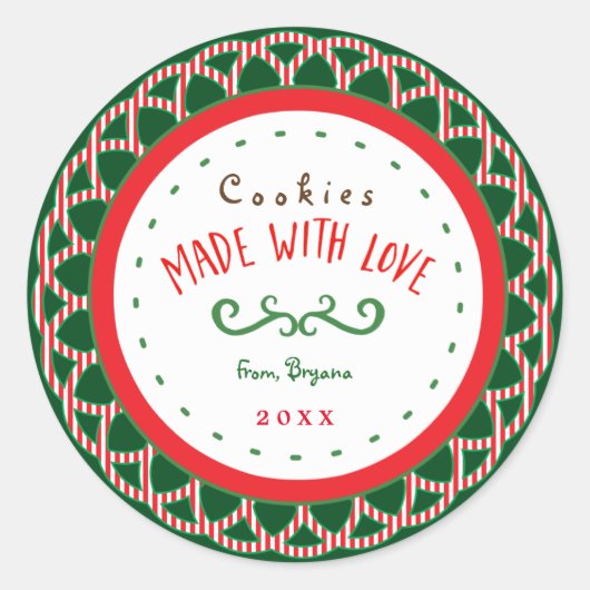 Autocollant de cadeau de Noël "Fabriqué avec amour (Devant)