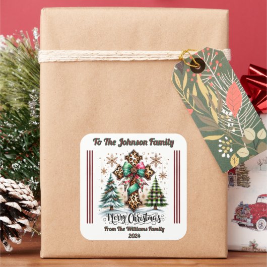 Autocollant de cadeau de Noël joyeux (vacances)