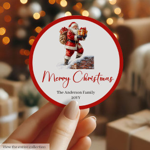 Autocollant de cadeau de Père Noël mignon pour les