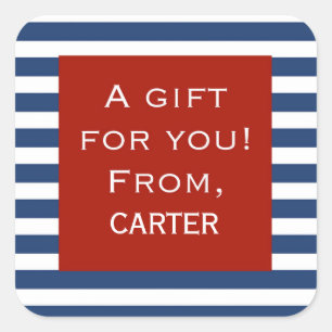 Autocollant de cadeau personnalisé par cadre roug