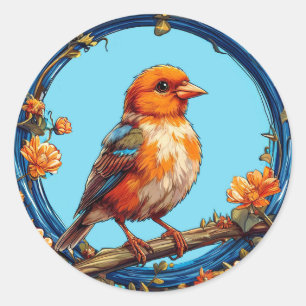Autocollant de cadre floral d'oiseau coloré Cadeau