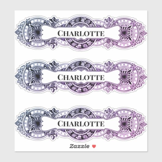 autocollant de cadre nom baroque (Feuille)