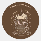 Autocollant de café avec un chat mignon Coffee Paw (Devant)