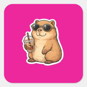 Autocollant de café capybara cool Animal drôle m