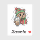 Autocollant de café de chat Kawaii (Feuille)