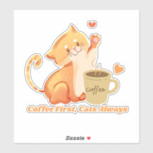 Autocollant de café mignon pour chat « Café d'abor