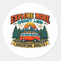 Autocollant de camping aventure rétro