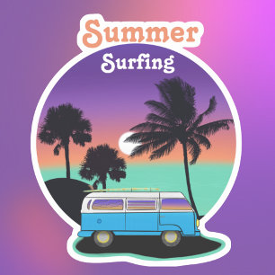 Autocollant de camping rétro pour la surf d'été