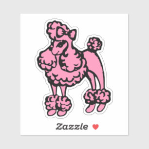 Autocollant de caniche rose