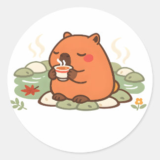 Autocollant de capybara mignon au temps du thé Ons