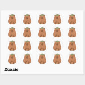 Autocollant de capybara mignon avec une feuille ve (Feuille)