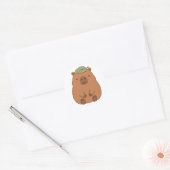Autocollant de capybara mignon avec une feuille ve (Enveloppe)